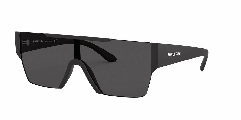 NEW BURBERRY men's rectangle sunglasses in matte black / grey